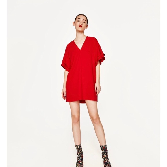 Zara Dresses & Skirts - Zara Frilled-sleeve Mini Dress